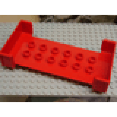 red duplo wagon body large with 2 x 6 studs and open sides