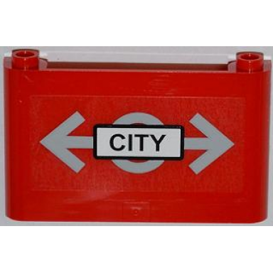 red windscreen 1 x 6 x 3 with train logo and city pattern sticker - set 7937