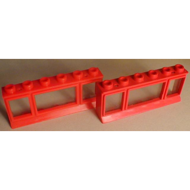 red window 1 x 6 x 2 with extended lip with glass