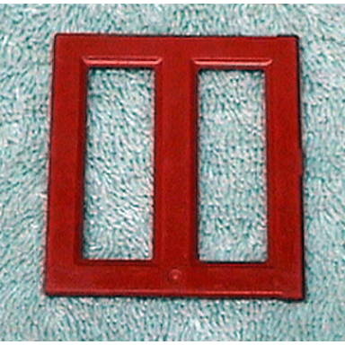 red duplo door window pane 1 x 3 x 4 with two panes