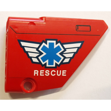 red technic panel fairing 14 large short smooth side b with emt star of life and rescue pattern sticker - set 8068