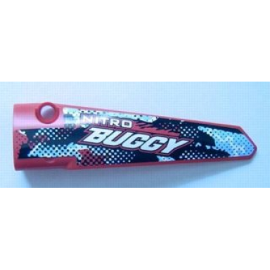 red technic panel fairing 5 long smooth side a with nitro buggy pattern sticker - set 8048