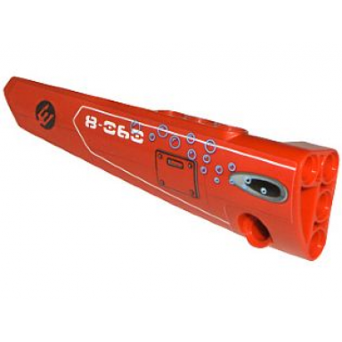 red technic panel fairing 5 long smooth side a with panel vent bubbles and 8-060 pattern sticker - set 8060