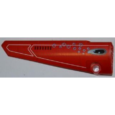 red technic panel fairing 5 long smooth side a with vent hole and bubbles pattern sticker - set 8077