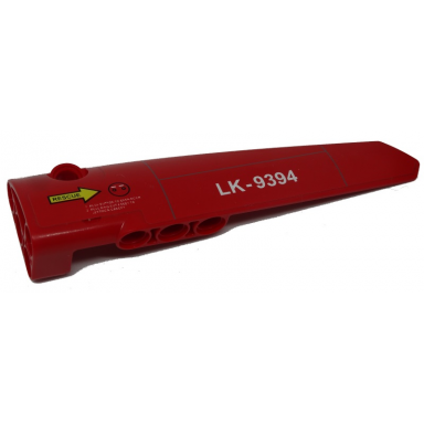 red technic panel fairing 5 long smooth side a with yellow rescue arrow and lk-9394 pattern sticker - set 9394