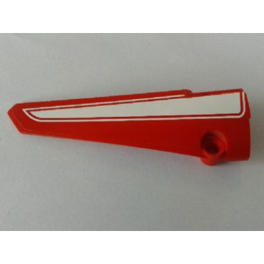 red technic panel fairing 5 long smooth side a with white wide stripe pattern sticker - set 8258