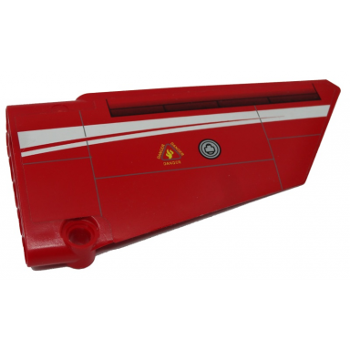 red technic panel fairing 18 large smooth side b with black airplane flaps and danger pattern sticker - set 9394