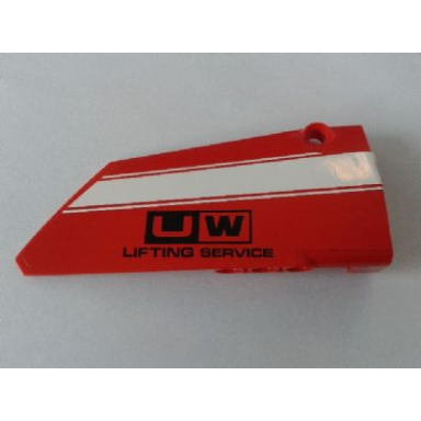 red technic panel fairing 18 large smooth side b with white stripe and uw lifting service pattern sticker - set 8258