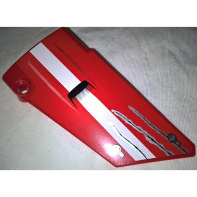 red technic panel fairing 18 large smooth side b with white stripe black air intake and scratches pattern sticker - set 42029