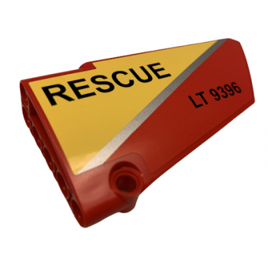 red technic panel fairing 18 large smooth side b with silver stripe rescue and lt 9396 pattern sticker - set 9396