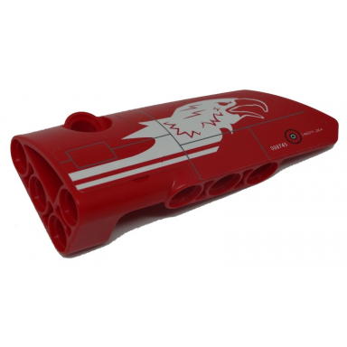 red technic panel fairing 3 small smooth long side a with white eagle head pattern sticker - set 9394