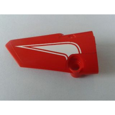 red technic panel fairing 3 small smooth long side a with white curved arrow pattern sticker - set 8258