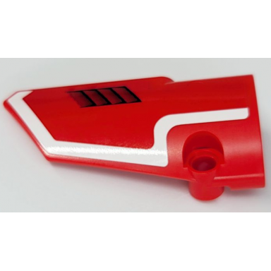 red technic panel fairing 3 small smooth long side a with white stripe and black air vent pattern sticker - set 42075