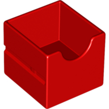 red duplo furniture drawer 2 x 2 with semicircle cutout