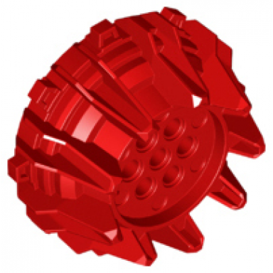 red wheel hard plastic with small cleats and flanges