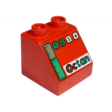 red duplo brick 2 x 2 x 1 1 2 slope 45 with octan 1 2 3 4 and gas gauge pattern