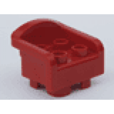 red duplo furniture chair with 4 studs curved back and feet