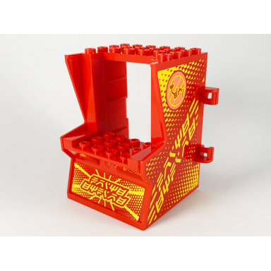 red minifigure utensil arcade game cabinet body with fire game pattern stickers - set 71714