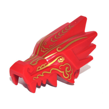 red dragon head ninjago jaw upper with gold eyes scales and markings pattern