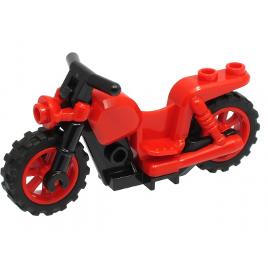red motorcycle chopper with black frame red wheels and black handlebars