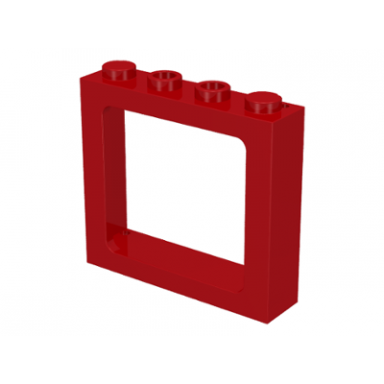 red window 1 x 4 x 3 train - 2 hollow studs and 2 solid studs