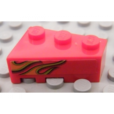 red wedge 3 x 2 right with dual orange flame pattern model left side sticker - set 8484