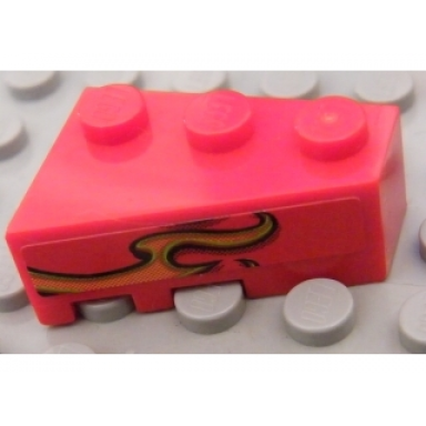 red wedge 3 x 2 right with orange flame pattern model left side sticker - set 8484