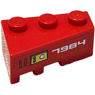red wedge 3 x 2 right with white 7984 and panel with buttons pattern sticker - set 7984