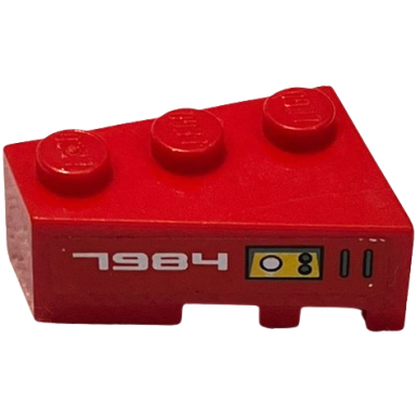 red wedge 3 x 2 left with white 7984 and panel with buttons pattern sticker - set 7984