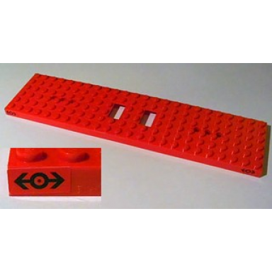 red train base 6 x 24 with 3 round holes each end with black train logo pattern at each end on both sides stickers - set 2126