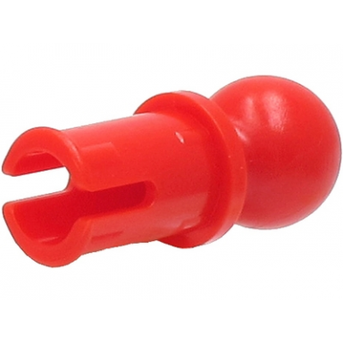 red technic pin with friction ridges and tow ball with round pin hole