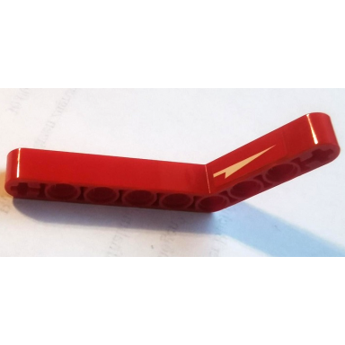 red technic liftarm modified bent thick 1 x 9 6 - 4 with white arrow pattern model right side sticker - set 42089