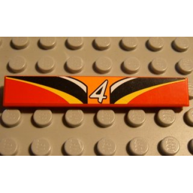 red tile 1 x 6 with 4 orange white black yellow red pattern sticker - set 8380