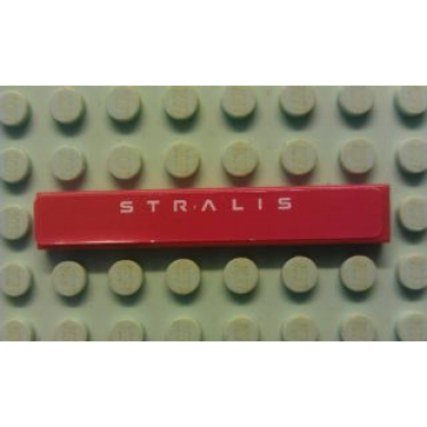 red tile 1 x 6 with white stralis on red background pattern sticker - set 8654