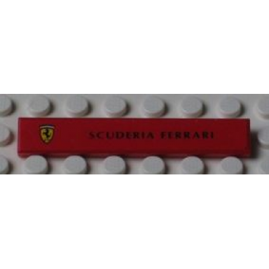 red tile 1 x 6 with ferrari logo left and scuderia ferrari pattern sticker - set 8654