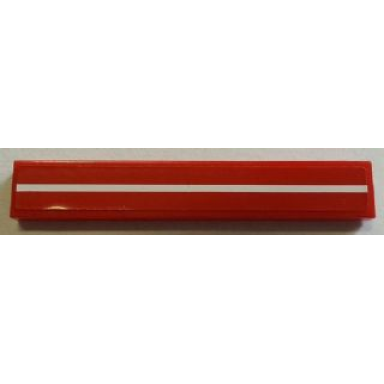 red tile 1 x 6 with white line on red background pattern sticker - set 8258