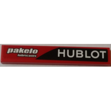 red tile 1 x 6 with hublot and pakelo lubricants pattern model right side sticker - set 75908