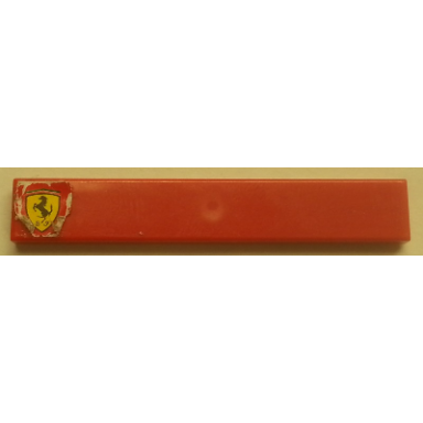 red tile 1 x 6 with ferrari logo on red background pattern left sticker - set 8143