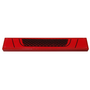 red tile 1 x 6 with black grille and black lines on red background pattern sticker - set 8185