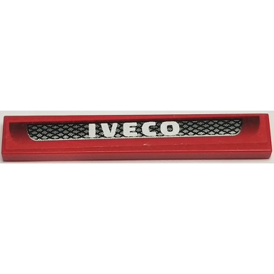 red tile 1 x 6 with black and silver grille and iveco on red background pattern sticker - set 8185