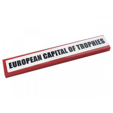 red tile 1 x 6 with black european capital of trophies on white background pattern sticker - set 10272