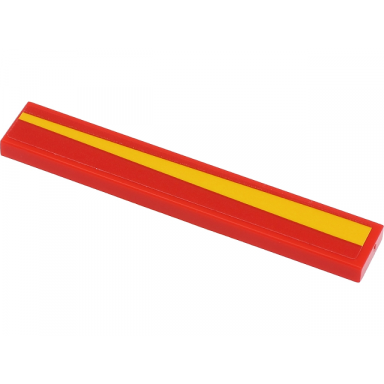 red tile 1 x 6 with yellow stripe pattern model right side sticker - set 40450