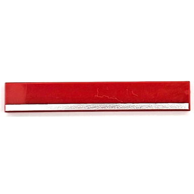 red tile 1 x 6 with silver stripe pattern
