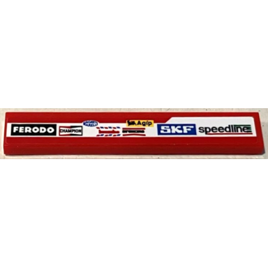 red tile 1 x 6 with speedline skf agip brembo magneti marelli champion and ferodo logo on white stripe pattern model left side sticker - set 75889