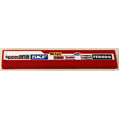 red tile 1 x 6 with speedline skf agip brembo magneti marelli champion and ferodo logo on white stripe pattern model right side sticker - set 75889