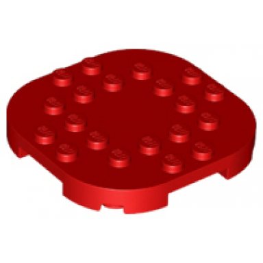 red plate modified 6 x 6 with rounded corners and 4 feet