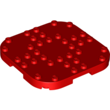 red plate modified 8 x 8 with rounded corners and 4 feet