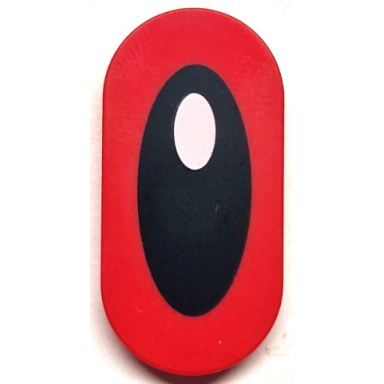 red tile round 2 x 4 oval with small white oval on black oval pattern shadow the hedgehog eye