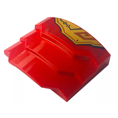 red wedge 4 x 3 stepped no studs with black line and gold armor pattern model left side sticker - set 71773