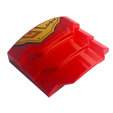 red wedge 4 x 3 stepped no studs with black line and gold armor pattern model right side sticker - set 71773